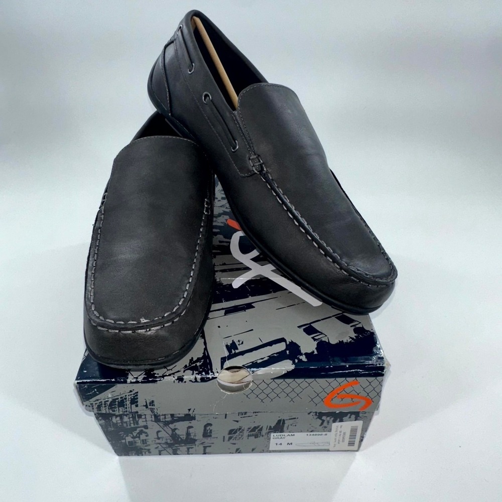 GBX Ludlam Gray Leather Slip On Loafers Men's Size 14M Casual‎ Driver Shoes NIB